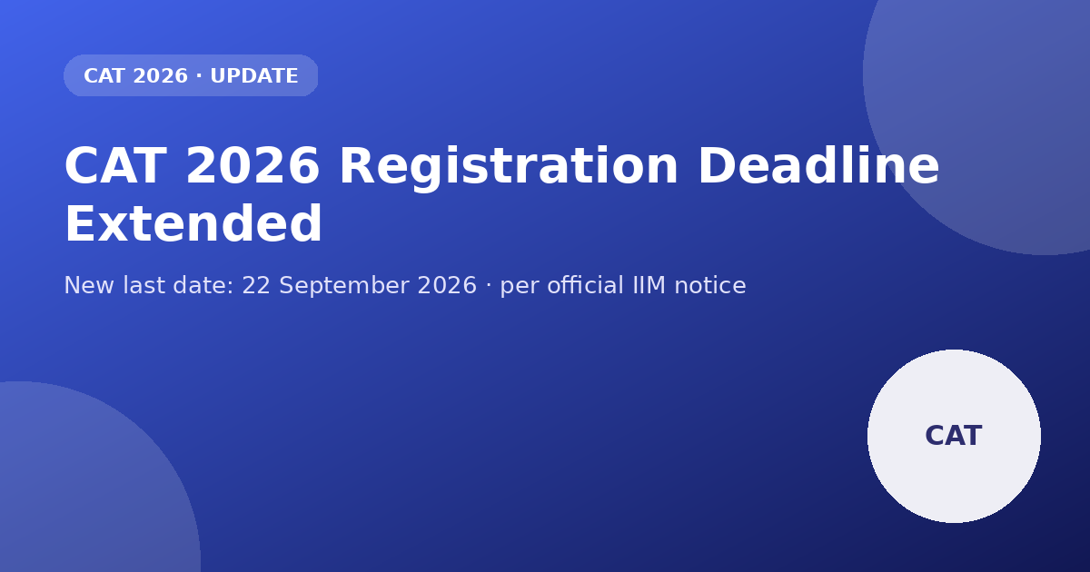 CAT 2026 registration deadline extended to 22 September graphic