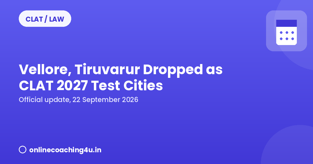 CLAT 2027 test centre cities update graphic, 22 September