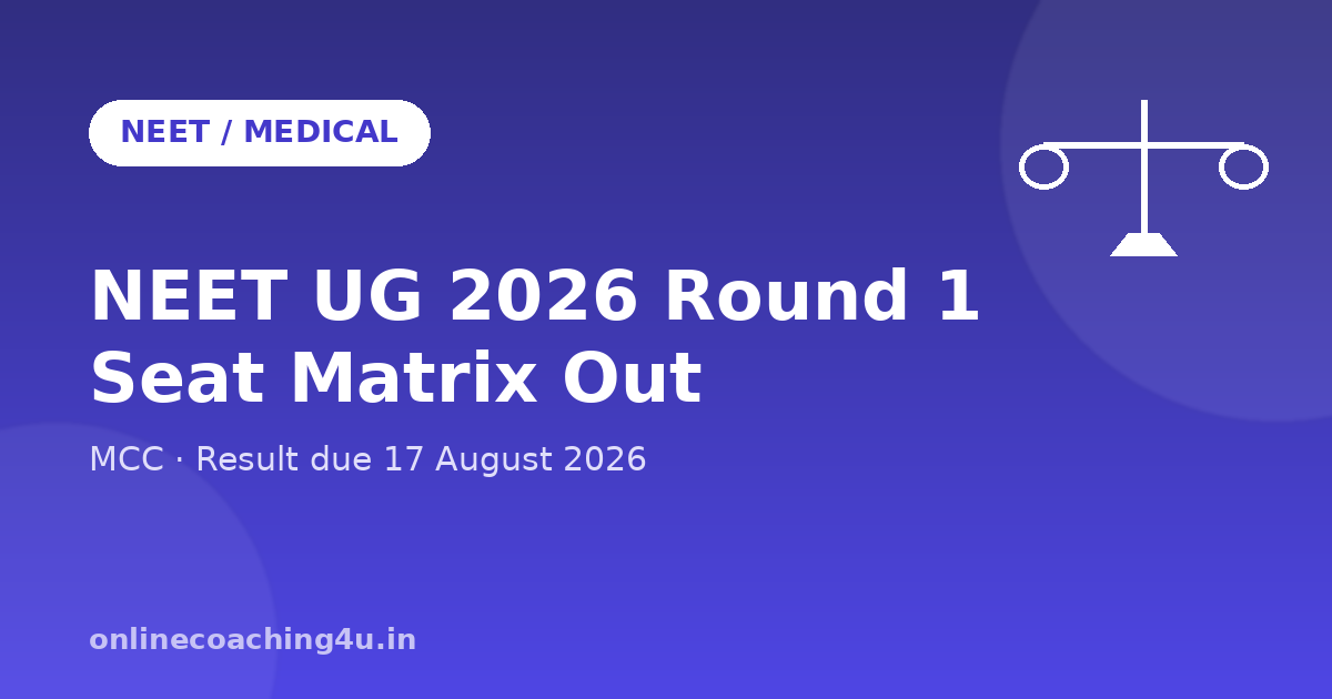 NEET UG 2026 Round 1 seat matrix update graphic