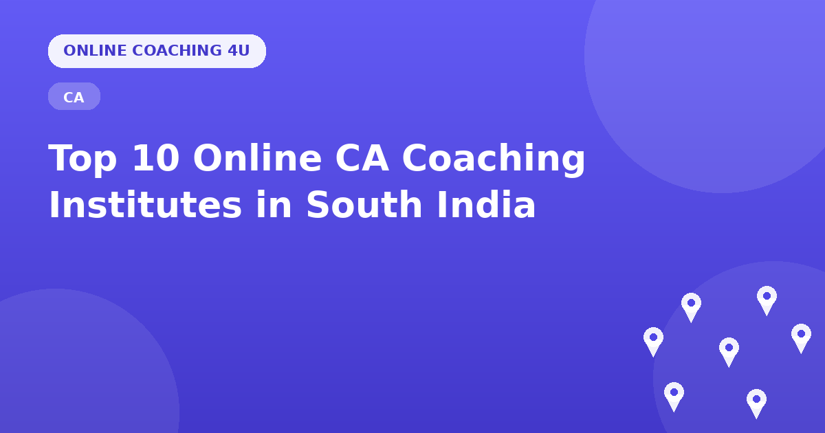 Map and growth-chart graphic representing a comparison of top CA coaching institutes across South India