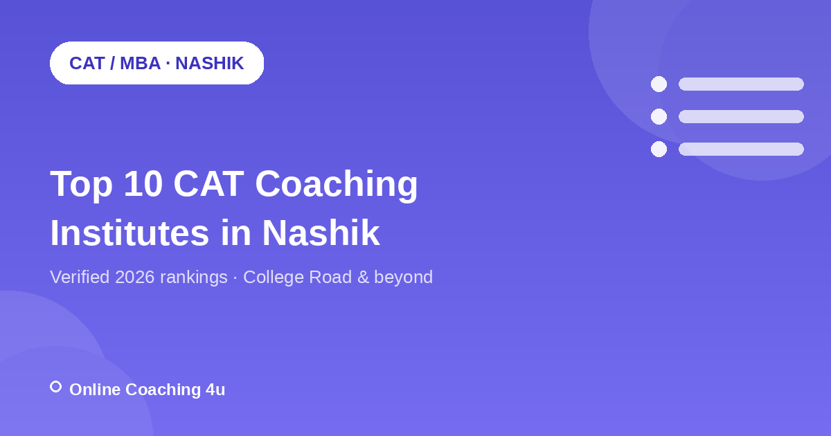 Top 10 CAT coaching institutes in Nashik 2026 graphic