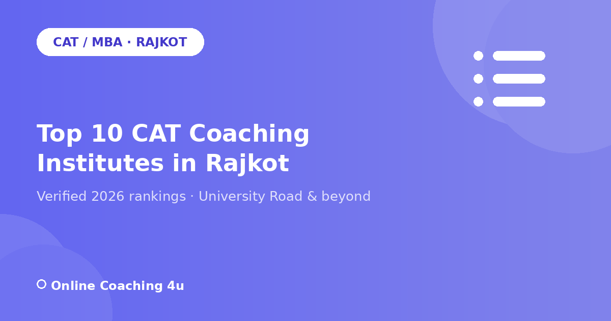 Top 10 CAT coaching institutes in Rajkot 2026 graphic