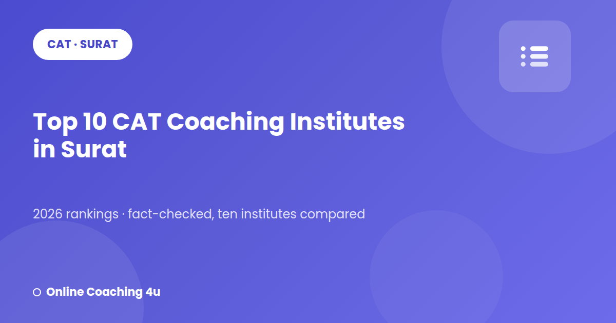 Top 10 CAT coaching institutes in Surat 2026 graphic