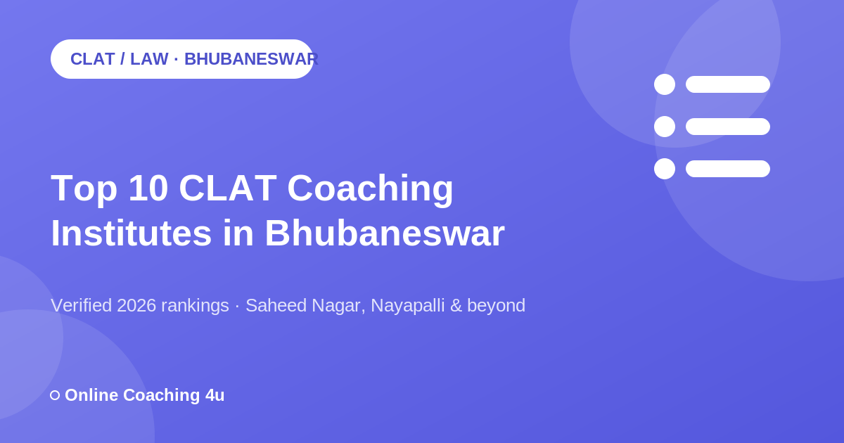 Top 10 CLAT coaching institutes in Bhubaneswar 2026 graphic