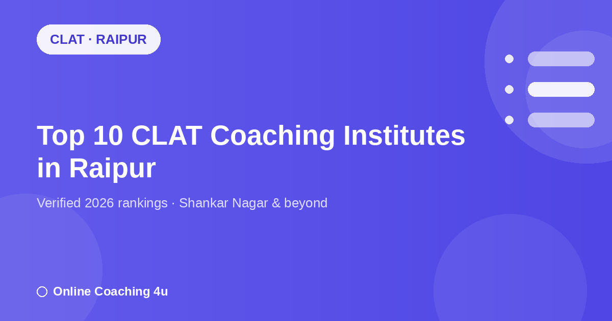 Top 10 CLAT coaching institutes in Raipur 2026 graphic