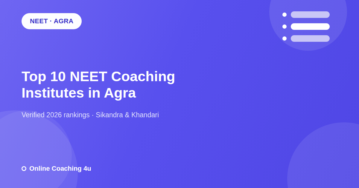 Top 10 NEET coaching institutes in Agra 2026 graphic