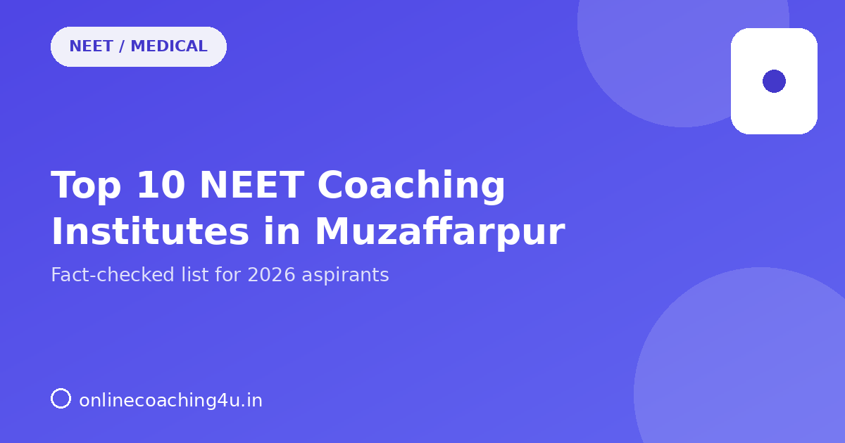 Top 10 NEET coaching institutes in Muzaffarpur 2026 graphic