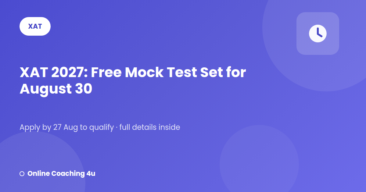 XAT 2027 mock test August 30 registration update graphic
